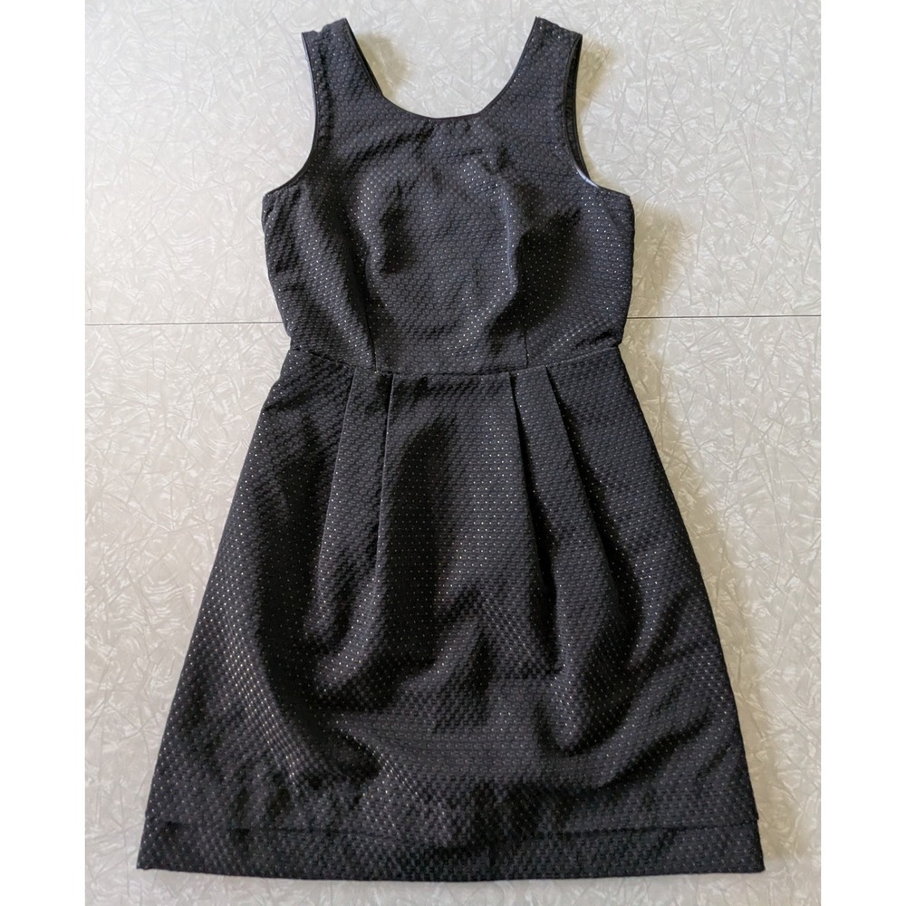 Madewell Sz 0 Black Lowlight Gold Metallic Dot Jacquard Sleeveless Mini Dress